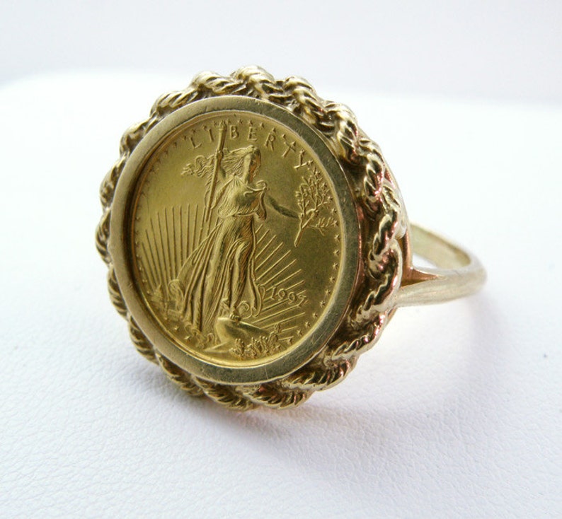1997 US 5 Dollar Gold American Eagle Coin Ring size 10 SKU Etsy