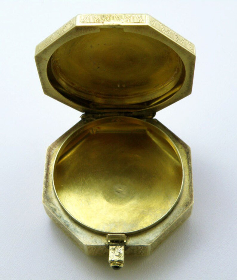Antique/Vintage 14K Yellow Gold Octagonal Pill Box/Trinket Etsy