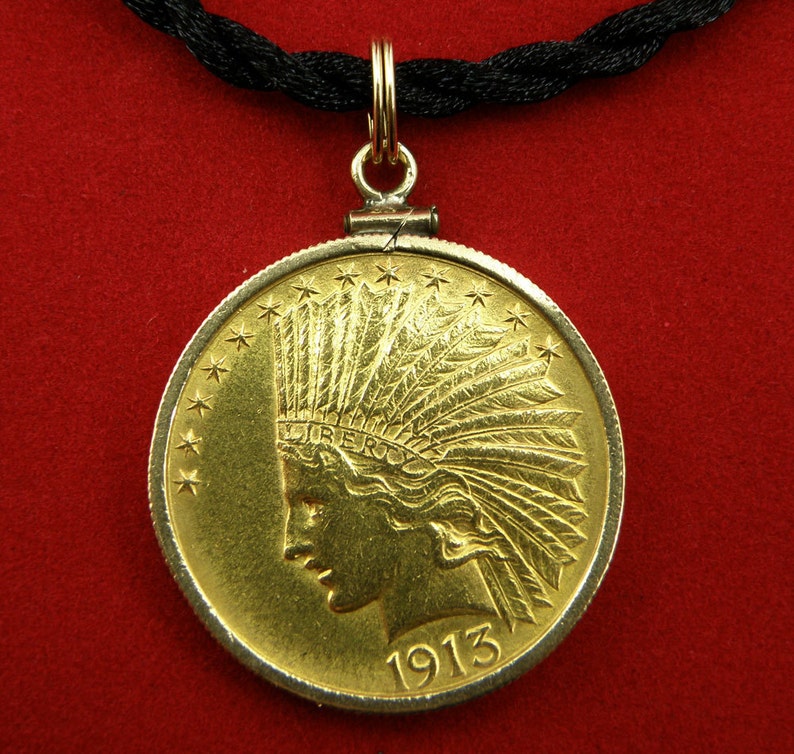 Gold 1913 10dollar Indian Head Eagle Coin 1 2 Oz Image 0