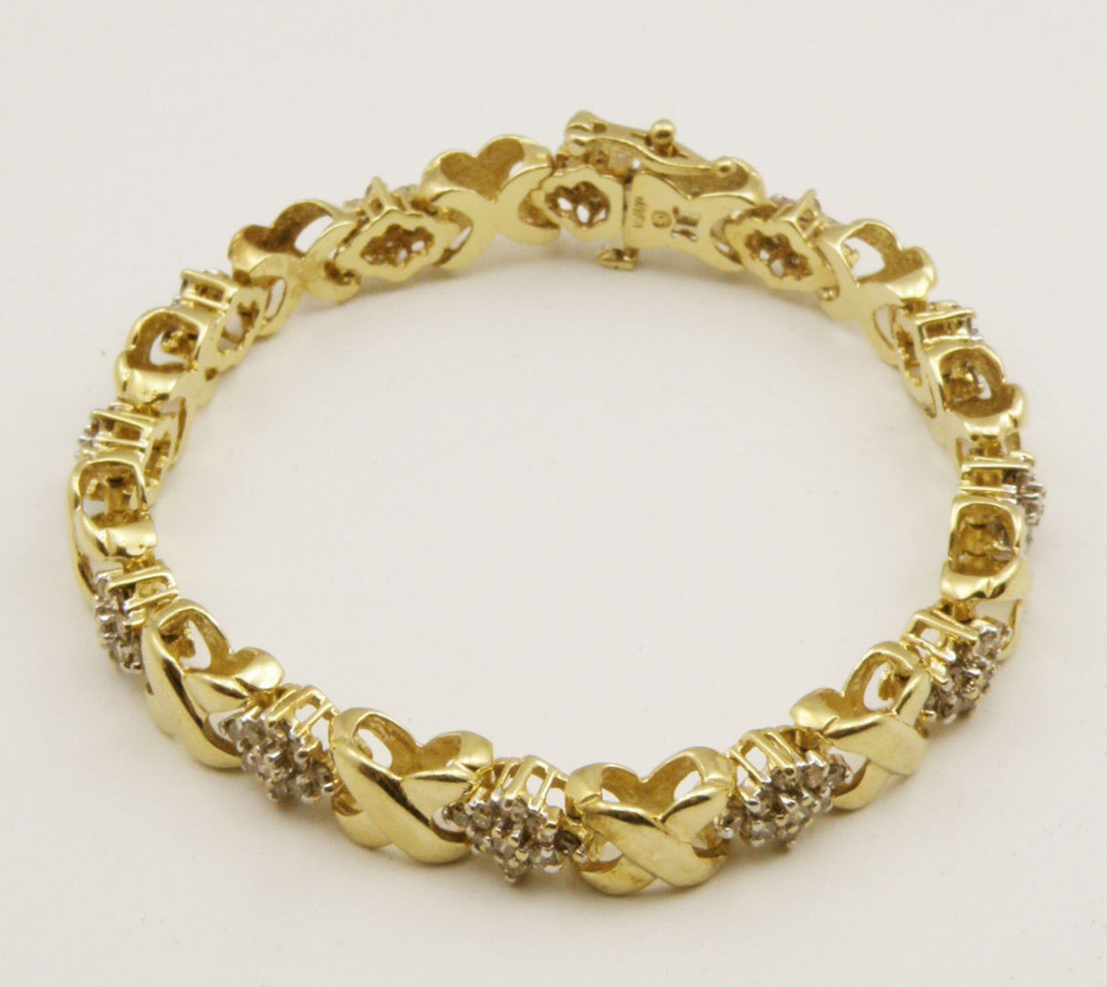 Beautiful 2.50CTTW Diamond XOXO Bracelet10K Yellow Gold 7 Etsy