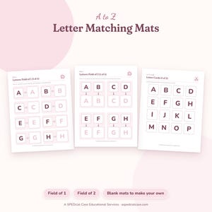 Errorless Matching Activities, Colors Shapes and Letters, Field of 1 and 2 Matching Mats, Preschool Printable, Special Education, Editable image 3