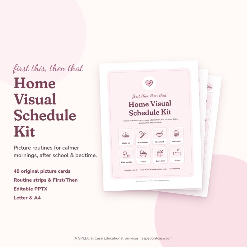 Home Visual Schedule Kit, 48 Picture Cards, First Then Board, Morning Bedtime Routine Chart, Editable Printable, Autism Visual Aids bild 1