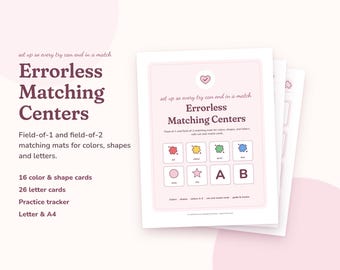 Errorless Matching Activities, Colors Shapes and Letters, Field of 1 and 2 Matching Mats, Preschool Printable, Special Education, Editable