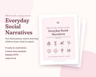 Narrativas sociais do dia a dia para crianças, 5 livrinhos de histórias ilustradas: Espera, Consulta médica, Grandes emoções, Editável e Imprimível, Recursos visuais para autismo.