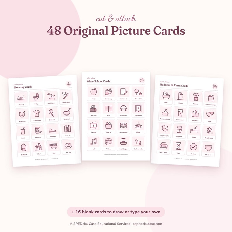 Home Visual Schedule Kit, 48 Picture Cards, First Then Board, Morning Bedtime Routine Chart, Editable Printable, Autism Visual Aids bild 3