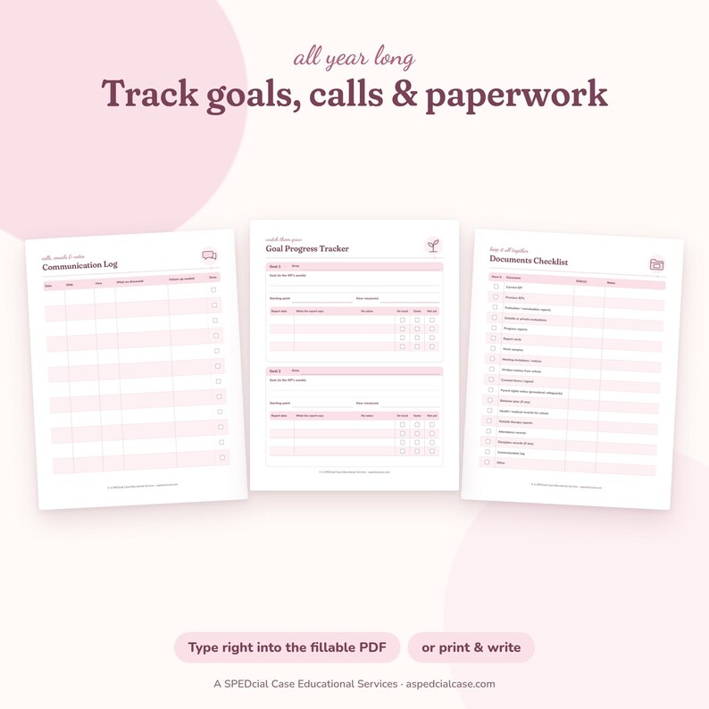 Parent IEP Binder & Planner, Fillable PDF + Editable, IEP Meeting Prep, Goal Tracker, Communication Log, Special Education Organizer image 3