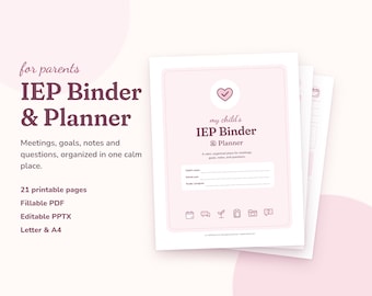 Parent IEP Binder & Planner, Fillable PDF + Editable, IEP Meeting Prep, Goal Tracker, Communication Log, Special Education Organizer