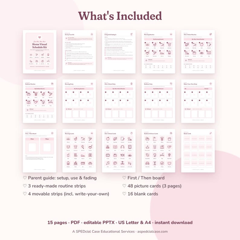 Home Visual Schedule Kit, 48 Picture Cards, First Then Board, Morning Bedtime Routine Chart, Editable Printable, Autism Visual Aids bild 4