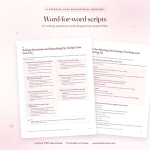 Your First IEP Meeting Parent Guide, Special Education Ebook, Word-for-Word Scripts, Fillable Worksheets, Meeting Checklist, Printable PDF Bild 3