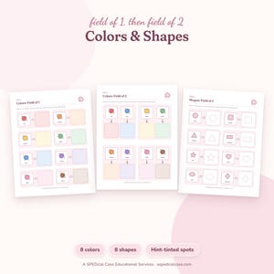 Errorless Matching Activities, Colors Shapes and Letters, Field of 1 and 2 Matching Mats, Preschool Printable, Special Education, Editable image 2