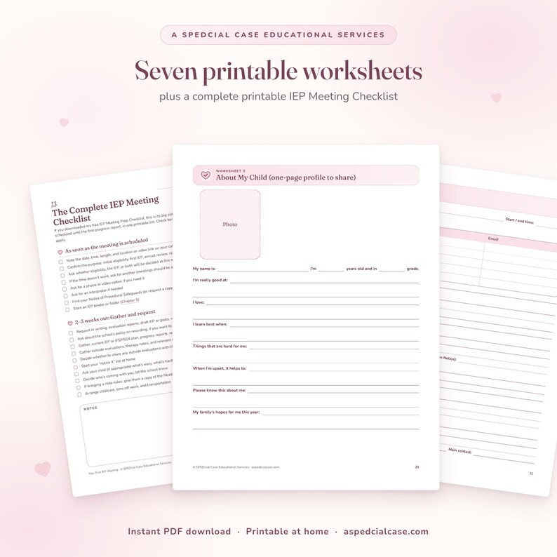 Your First IEP Meeting Parent Guide, Special Education Ebook, Word-for-Word Scripts, Fillable Worksheets, Meeting Checklist, Printable PDF Bild 4