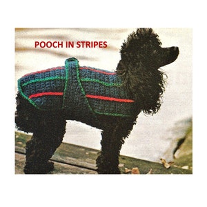 Digital Download Crochet Dog Coat Pattern - Vintage Striped Doggy Fashion Crochet Jacket PDF Pattern File Crochet Supplies Crochet Patterns