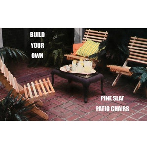 Digital Download 70&#39;s Woodworking Pine Slat Patio Chair Plans Pattern - Vintage Minimalist Outdoor Furniture Pattern Plans Instructions