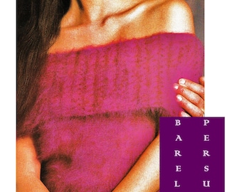 Digital Download Retro Bare Shoulder Knit Top Pattern - Sz 8-14 Gorgeous Knit Evening Top in Angora PDF Knitting Pattern Knitting Supplies