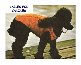 Digital Download Knitted Cable Dog Coat Pattern - Vintage Knitted Dog Sweater PDF Pattern Knitting Supplies Knitting Patterns