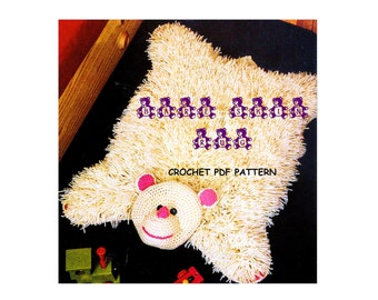 Digital Download 70's Adorable Crocheted Kids Bearskin Rug Pattern - Cute Crochet Child's Rug PDF Pattern Crocheting Supply Crochet Patterns