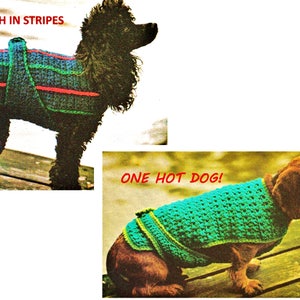 2 Digital Download Crochet Dog Coat Patterns - Doggy Fashion Crocheted Sweater Jackets PDF Pattern File Crochet Supplies Crochet Patterns