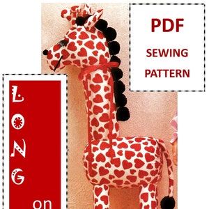 Digital Download Tall Giraffe Sewing Pattern - 33" Vintage Stuffed Zoo Animal Childrens Toy PDF Pattern Sewing Supplies Craft Pattern