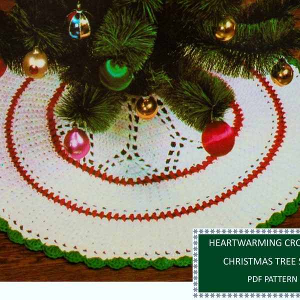 Digital Download Vintage Crocheted Christmas Tree Skirt Pattern - 35" Tree Skirt with Tradtional Elegance PDF Crochet Pattern Crochet Supply