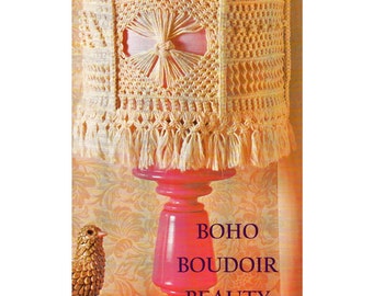 Digital Download BOHO Designer Macrame Boudoir Lampshade Pattern - Mastercrafted Upscale Macrame Lampshade PDF File Pattern Craft Supplies