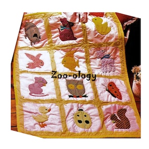 Digital Download Baby Animal Quilt Pattern - So Vintage Adorable Critter Quilt - Sewing PDF File Pattern