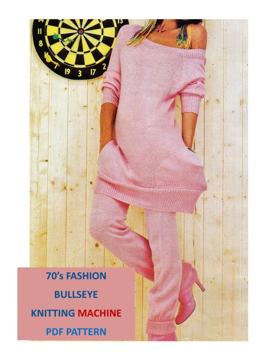 Digital Download 70's Knitting MACHINE Pattern Pullover & Leggings - Sz 10/12 Vintage MACHINE Knitting PDF Pattern File Knitting Supplies