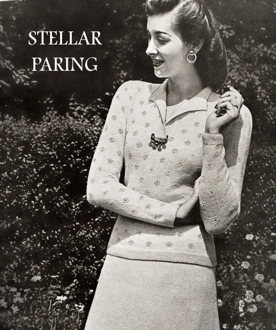 Digital Download 1944 Knit Sweater & Skirt Set Pattern SZ Sm