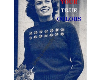 Digital Download WWII Victory Girl Knit Sweater Pattern - 1942 "America at Work & Play" Craft Book - Vintage Knitting Patterns