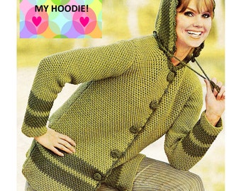 Digital Download 70's Crochet Hoodie Jacket Pattern - Retro Warmth for Fall Crocheted Coat PDF Pattern - Crochet Supplies Crochet Patterns