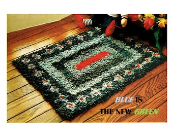Digital Download Recycled Denim Latch Hook Rug Pattern - Hippie Cool Style While Thinking Green - Crafting Supplies PDF Rug Pattern