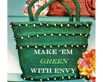 Digital Download Crochet 40's Crochet Beaded Handbag Pattern - Old Vintage Crocheted Purse PDF Pattern Crochet Supplies