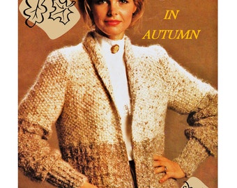 Digital Download 2-Tone Knit Fall Weather Coat Pattern - Retro 2-Tone Double Yarn Beauty Knitting Supplies Knitting Patterns