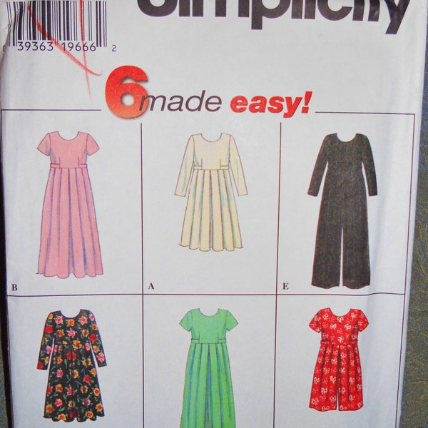 6 Made Easy Simplicity Pattern 7443 Dress & Jumpsuit Pattern - Sz 6-10 Retro 1996 Empire Waist and Pleats - Sewing Patterns Sewing Supplies