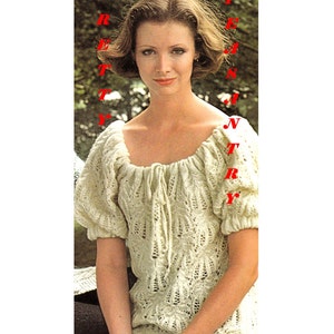 Digital Download Knit Peasant Top Pattern - Hippie Boho Vintage Style Knitting Pattern - Knitting Supplies