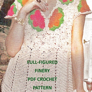 Digital Download RARE Plus Size 70s Crochet Tunic Top PDF Pattern Bust Sz 40-48 Full Figure Fashion Crochet PDF Pattern File Crochet Supply