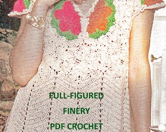 Digital Download RARE Plus Size 70s Crochet Tunic Top PDF Pattern Bust Sz 40-48 Full Figure Fashion Crochet PDF Pattern File Crochet Supply