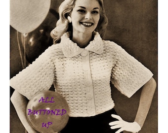 Digital Download Crocheted Evening Jacket Pattern - Beautiful Old Vintage Sweater Jacket PDF Pattern File Crochet Supplies Crochet Patterns
