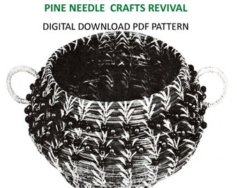 Digital Download Pine Needle Beaded Bowl Pattern - Retro Basketry Pattern Basket Weaving Supplies