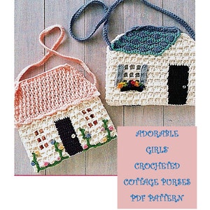 Digital Download Adorable Girls Crocheted Cottage Purse Pattern - Vintage Crochet Little Girls Accessories PDF Pattern Crochet Supplies