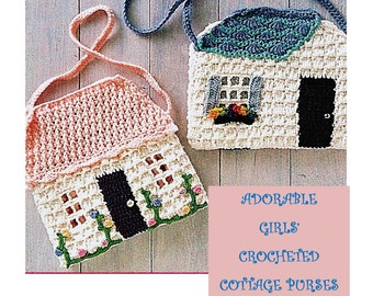 Digital Download Adorable Girls Crocheted Cottage Purse Pattern - Vintage Crochet Little Girls Accessories PDF Pattern Crochet Supplies