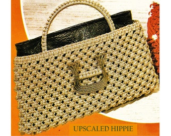 Digital Download 70&#39;s Macrame Purse & Mini Version Pattern - Vintage Hippie Macame Handbag PDF Pattern File Macame Pattern Craft Supplies