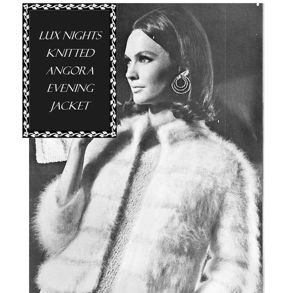 Digital Download Luxurious Knitted Angora Evening Jacket Pattern - 60's Elegance for a Special Night PDF Knit Pattern Knitting Supplies