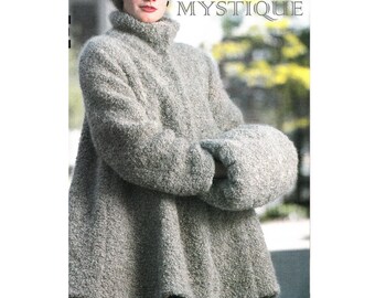 Digital Download Vintage Knit Trapeze Coat, Toque, & Muff - Beautiful Chic Retro Outerwear ADVANCED Knitting Supplies Knitting Patterns