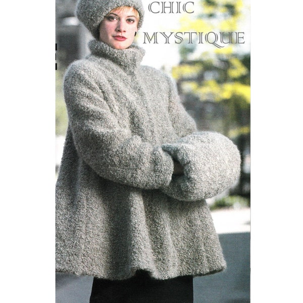 Digital Download Vintage Knit Trapeze Coat, Toque, & Muff - Beautiful Chic Retro Outerwear ADVANCED Knitting Supplies Knitting Patterns