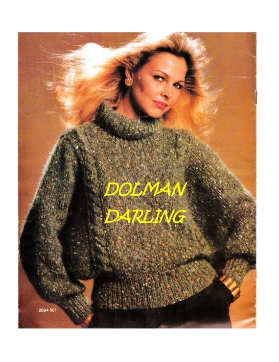 Digital Download Dolman Sleeve Roll Neck Knit Sweater Pattern True Retro Relaxed Style Knitting Pattern Knitting Supplies Digital Download Dolman Sleeve Roll Neck Knit Sweater Pattern True Retro Relaxed Style Knitting Pattern Knitting Supplies