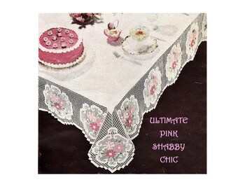 Digital Download 40's Crochet Wide Tablecloth Edging Pattern - PDF Pattern for Stunning Crocheted Table Cover Trim Crochet Supply