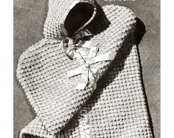 Digital Download 40's Crocheted Puff Stitch Baby Bunting Pattern- Old Vintage Snuggly Baby PDF Crochet Pattern Crochet Supplies