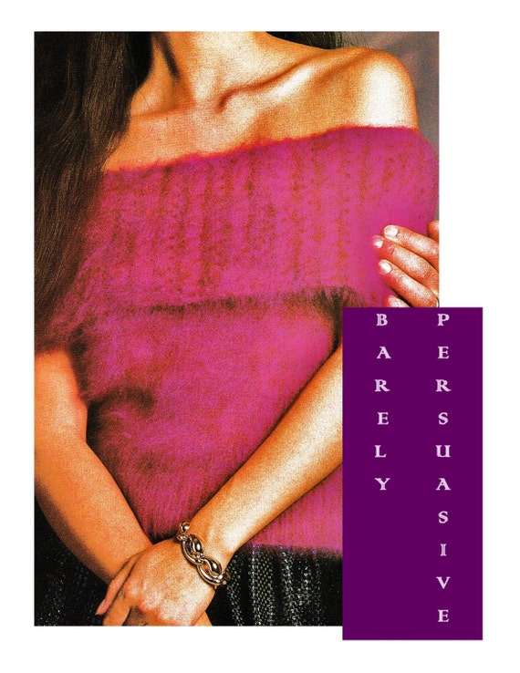 Digital Download Retro Bare Shoulder Knit Top Pattern - Sz 8-14 Gorgeous Knit Evening Top in Angora PDF Knitting Pattern Knitting Supplies