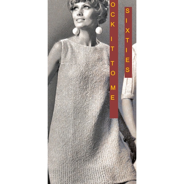 Digital Download PDF Groovy 60's Knitted Metallic Sheath Dress Pattern  GO GO Style Knit Disco Dress PdF Pattern File Knitting Supply