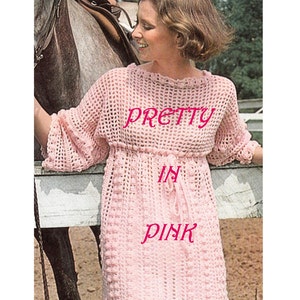 Digital Download Airy Popcorn Stitch Crochet Tunic Pattern - Vintage Empire Waist Top PDF Pattern - Crochet Supplies, Crochet Patterns